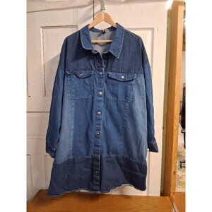 Womens Divided Button-Down Denim Shirt Dress/Jacket 3XL Light & Dark Wash Casual